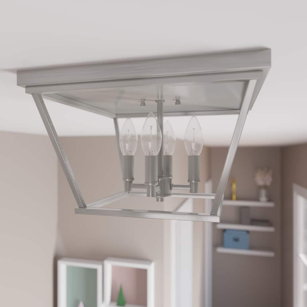 Hunter Laurel Ridge 4-Light Flush Mount Ceiling Light - Entry, Hallyway, Bathroom - Modern Farmhouse, Industrial - Damp Rated!