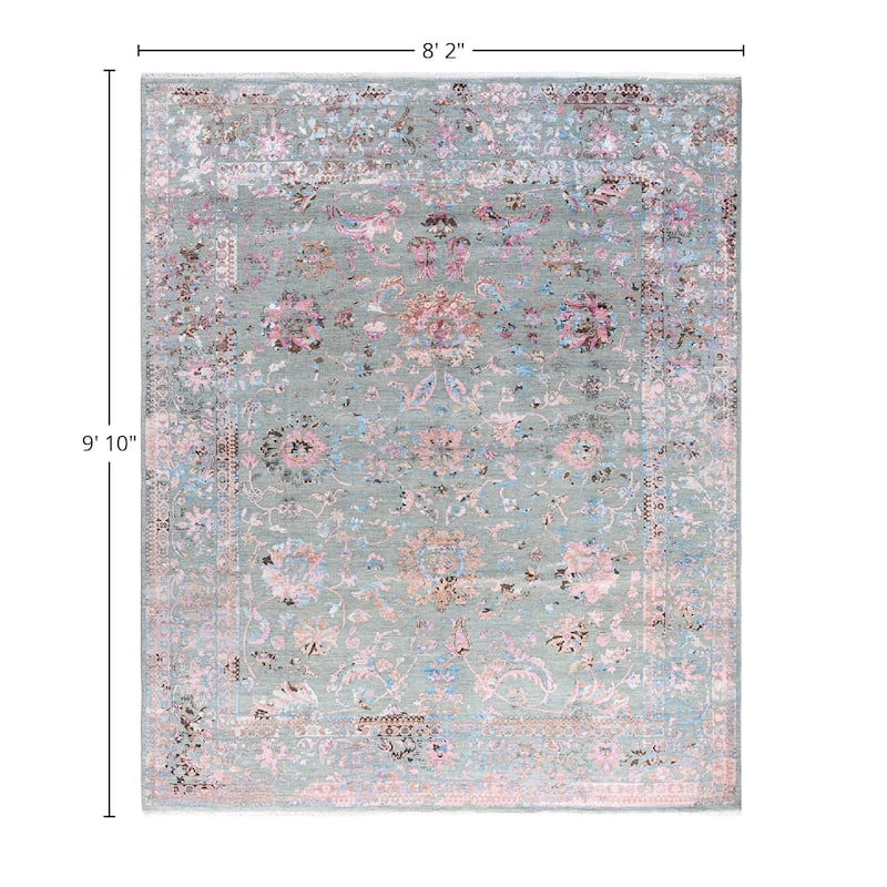 Ikat One-of-a-Kind Handmade Area Rug - Gray, 8' 2" x 9' 10" - 8' 2" x 9' 10"