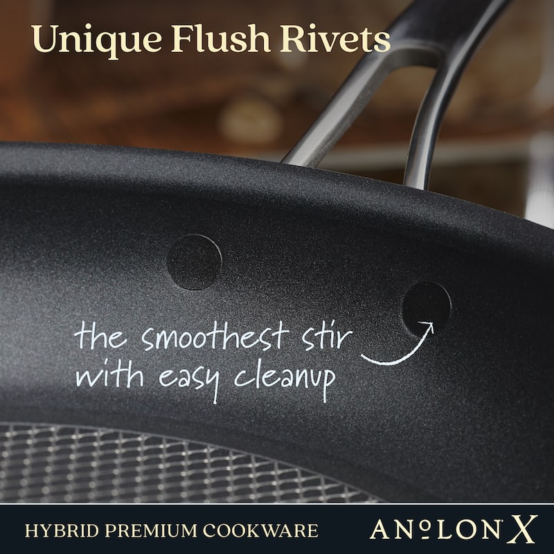 Anolon X Hybrid Nonstick Induction Frying Pan With Helper Handle, 12-Inch, Charcoal Gray