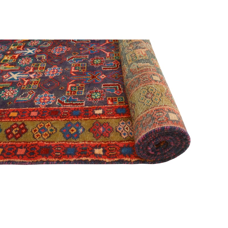 Fine Vintage Distressed Behice Navy/Red Runner - 3'11" x 10'0"