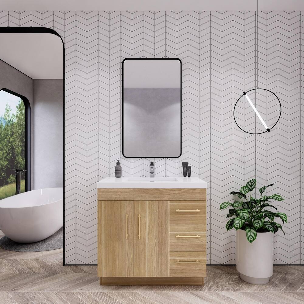 Eliza 36 Freestanding Vanity (Right Drawers) with Single Sink