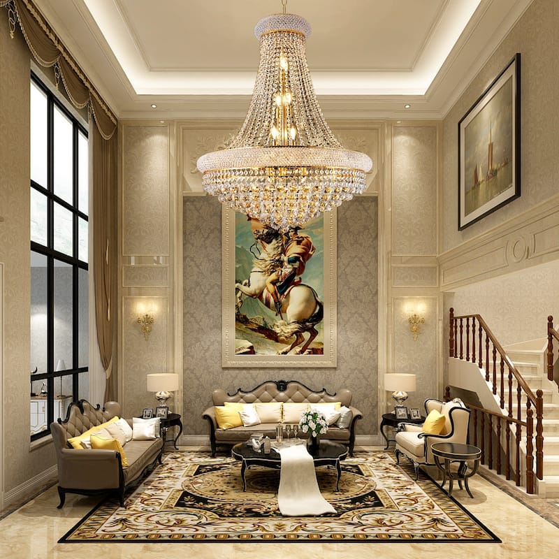 28-Inch Crystal Chandelier Lighting Modern Interior Luxury K9 Bedroom Crystal Chandelier Ceiling Light