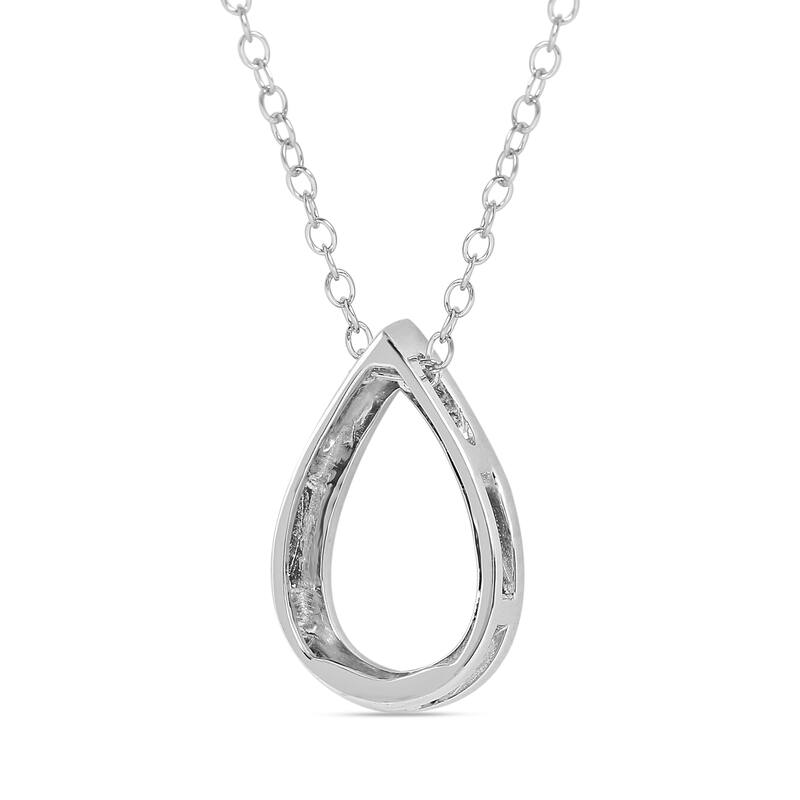 1/6ct - 1ct TDW 14K Gold Open Pear Diamond Pendant Necklace for Women