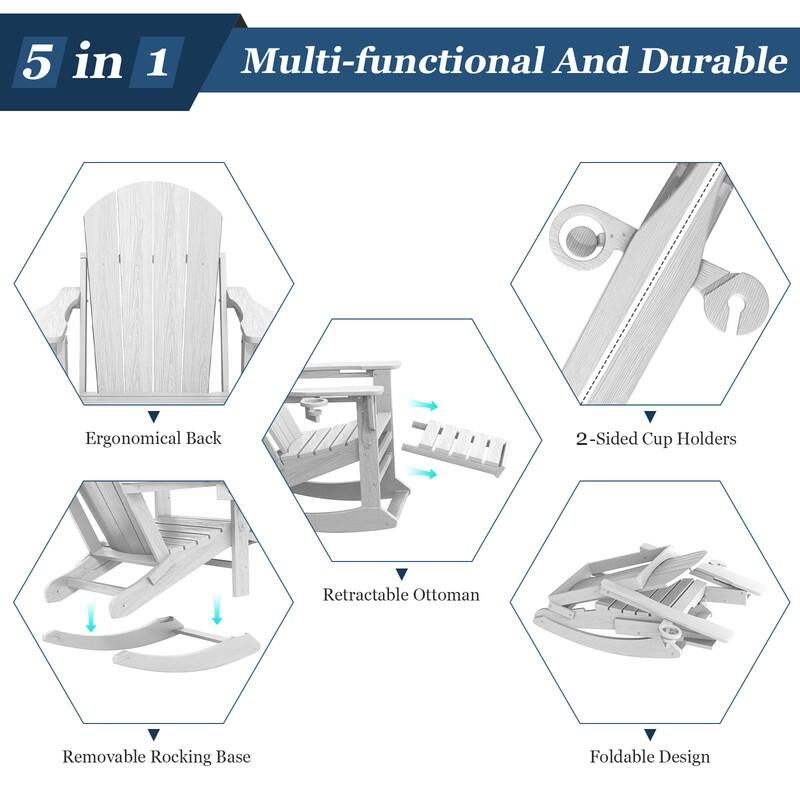 Foldable Outdoor Rocking Chair – Removable Wheels, Ergonomic & Weatherproof