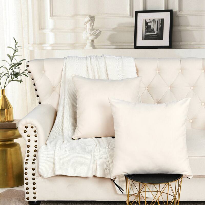Suede 2 Piece Pillow Shell Set with Big Zipper, NO INSERT