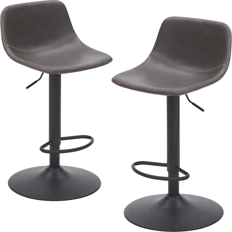 Adjustable Bar Stools Set of 2, Mid Century Modern Swivel Bar Stools, Industrial Bar Height Stools - Gray