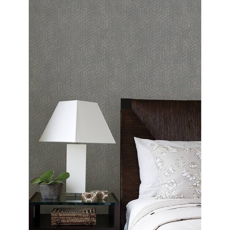 Advantage Tama Charcoal Geometric Wallpaper - 20.9in x 396in x 0.025in - 20.9in x 396in x 0.025in