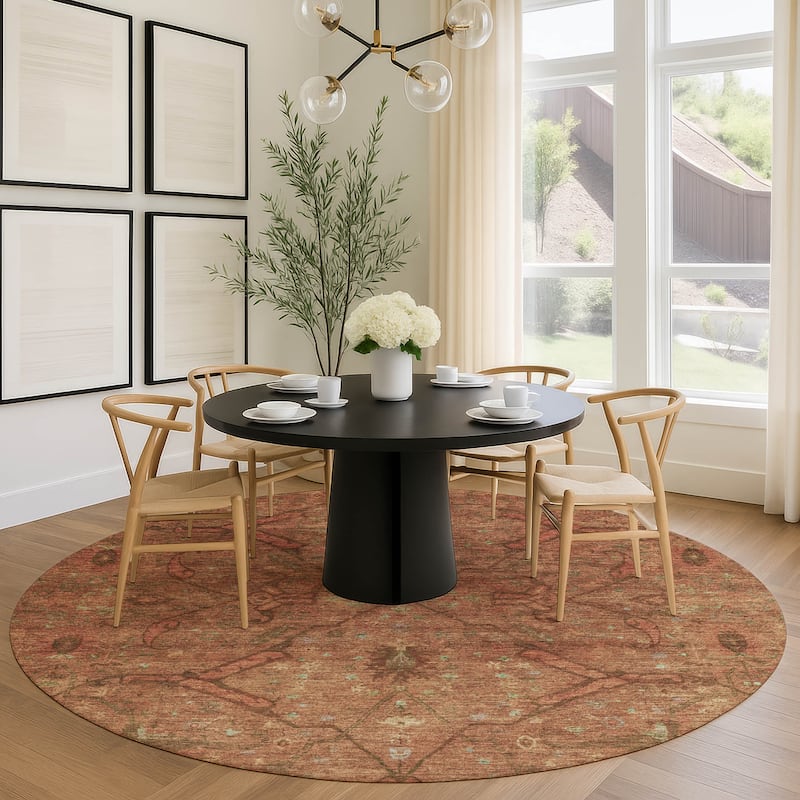 Machine Washable Indoor/ Outdoor Boho Global Chantille Rug