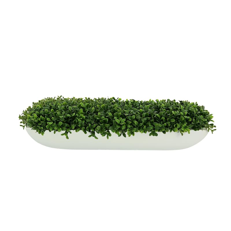 UV Rated Outdoor Boxwood Arrangement in a Fiberstone Planter - Green