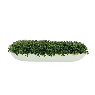 UV Rated Outdoor Boxwood Arrangement in a Fiberstone Planter - Green