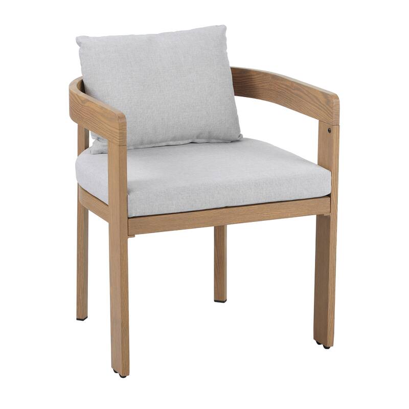Elko Outddor And Indoor Aluminum Dining Chair (Excluding the table) - Light Gray,Teak