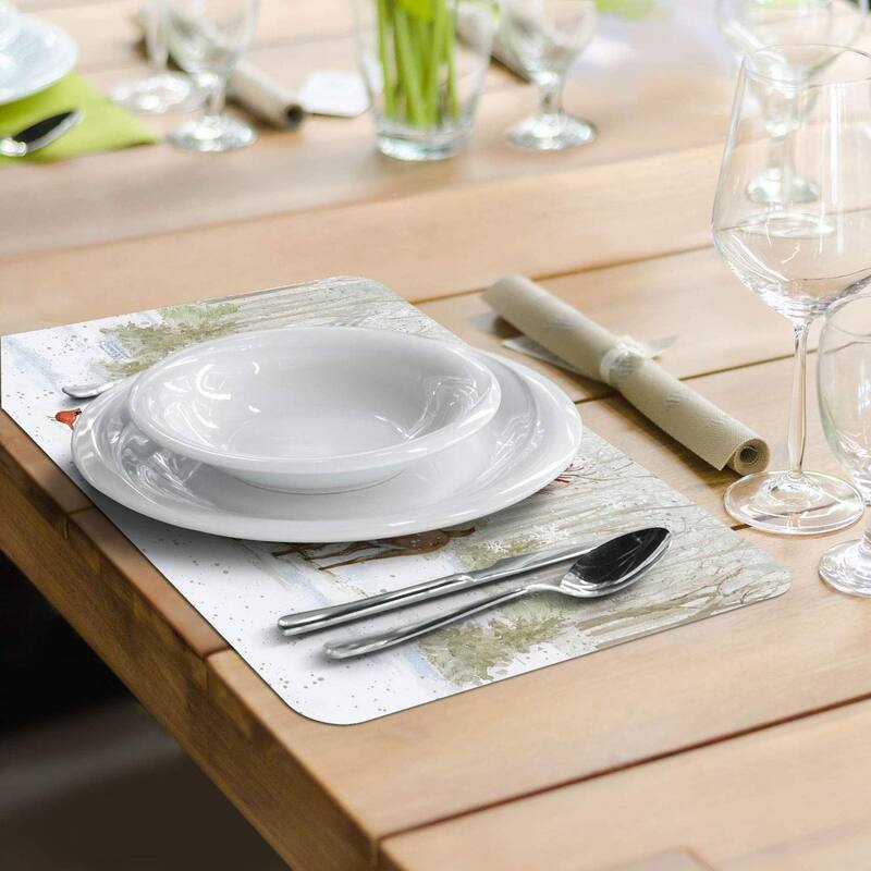 Reversible Wipe Clean Plastic Placemats - Winter Forest -Set of 4