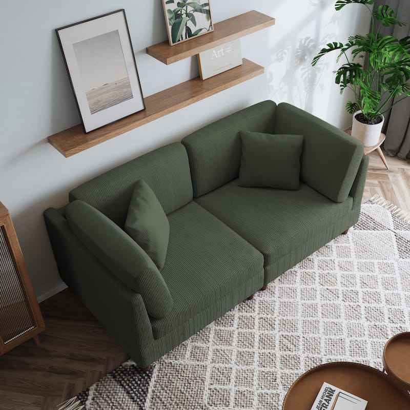 2-Piece Corduroy Loveseat Modular Sectional Sofa