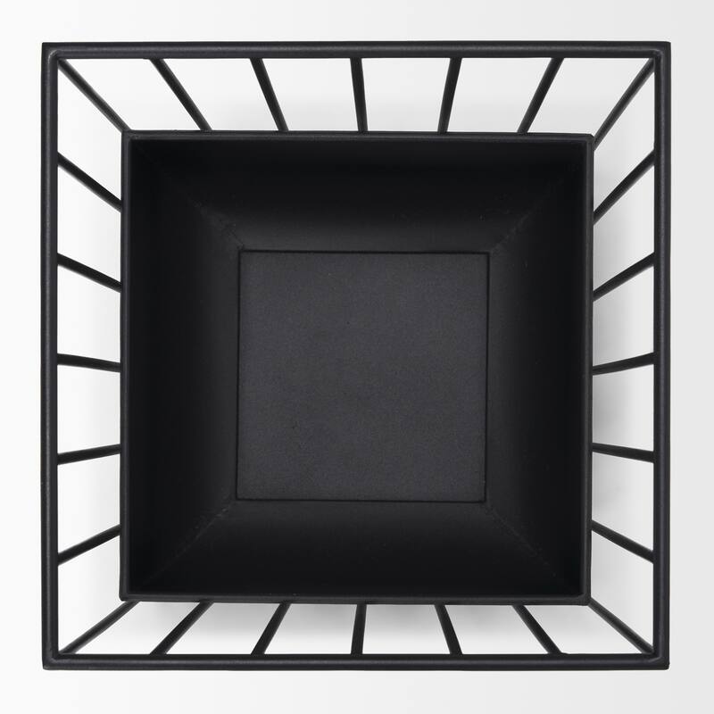 Verna Matte Black Wire Cage Metal Planters (Set of 2) - 15.8L x 15.8W x 19.9H