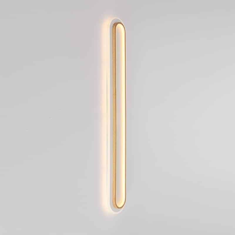 44" 1-Light Modern Rustic Wood Color Oval Acrylic Integrated LED Flush Mount Ceiling Light for Living Room & Bedroom