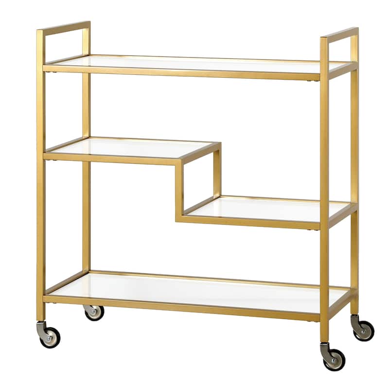 Lovett 33" Wide Rectangular Bar Cart with Glass Shelves