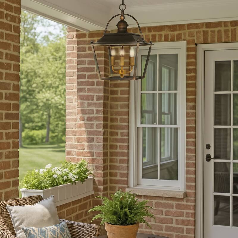 Golden Lighting Christoff 3-light Pendant in Antique Black Iron - Silver