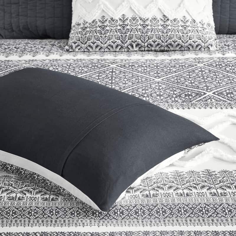 INK+IVY Mila 3 Piece Cotton Duvet Cover Set with Chenille Tufting