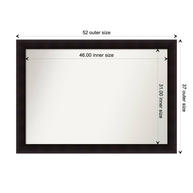Portico Espresso Framed Non-Beveled Custom Wall Mirror, Bathroom Vanity Mirror - Outer Size: 51.75 x 36.75