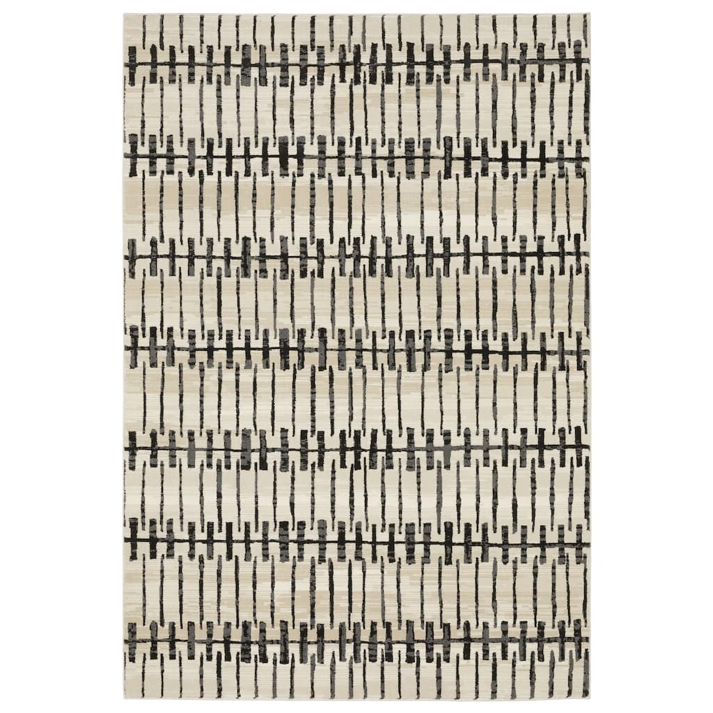 Style Haven Ripley Geometric Lines Beige/ Black Mixed Pile Area Rug