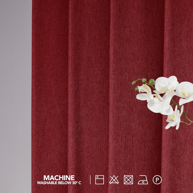 Deconovo Faux Linen Total Blackout with Coating Curtains (2 Panel)