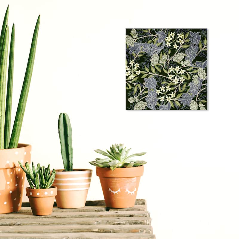 Wynwood Studio Canvas Floral and Botanical Jade Florals Blue and Traditional Wall Art Canvas Print - 12 x 12
