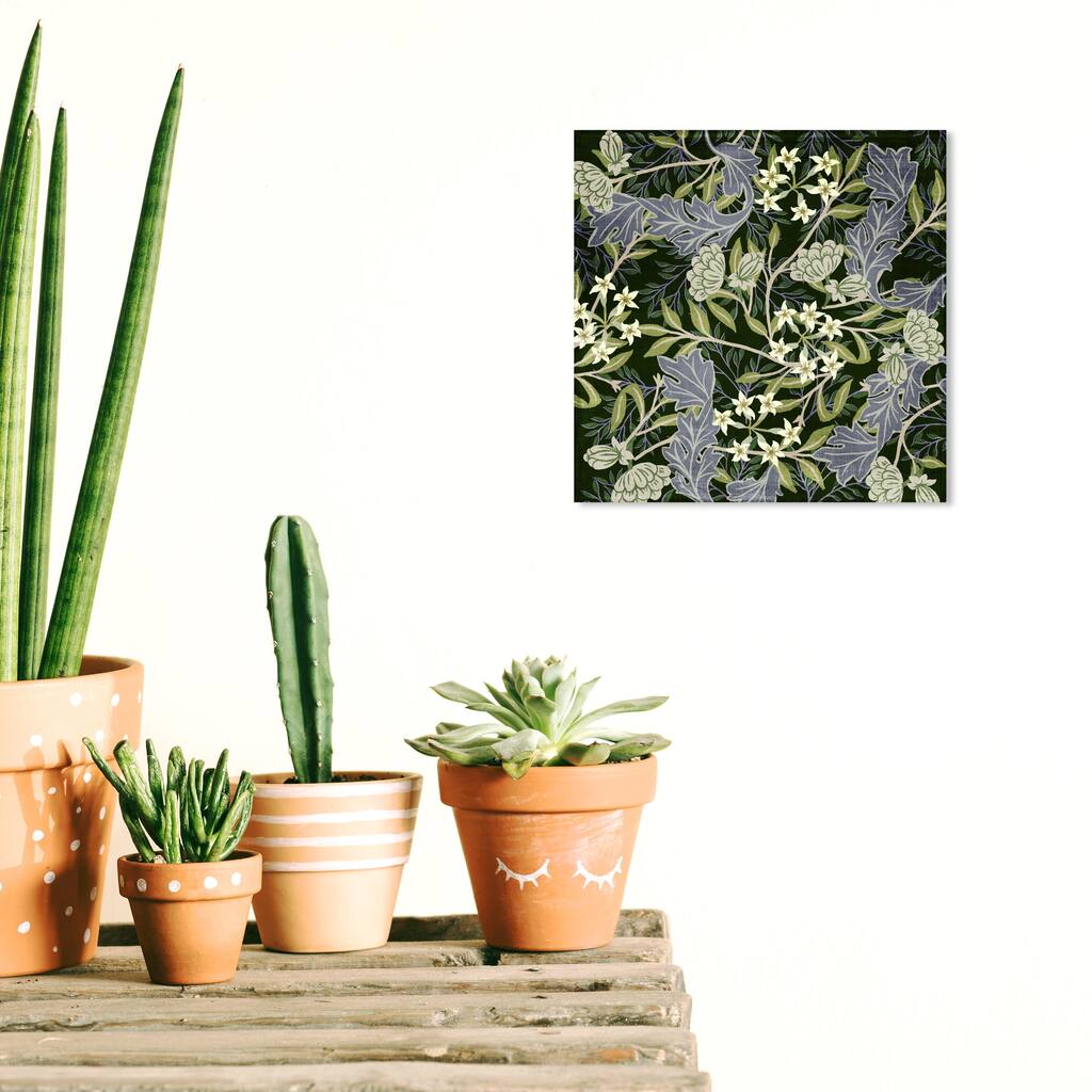 Wynwood Studio Canvas Floral and Botanical Jade Florals Blue and Traditional Wall Art Canvas Print