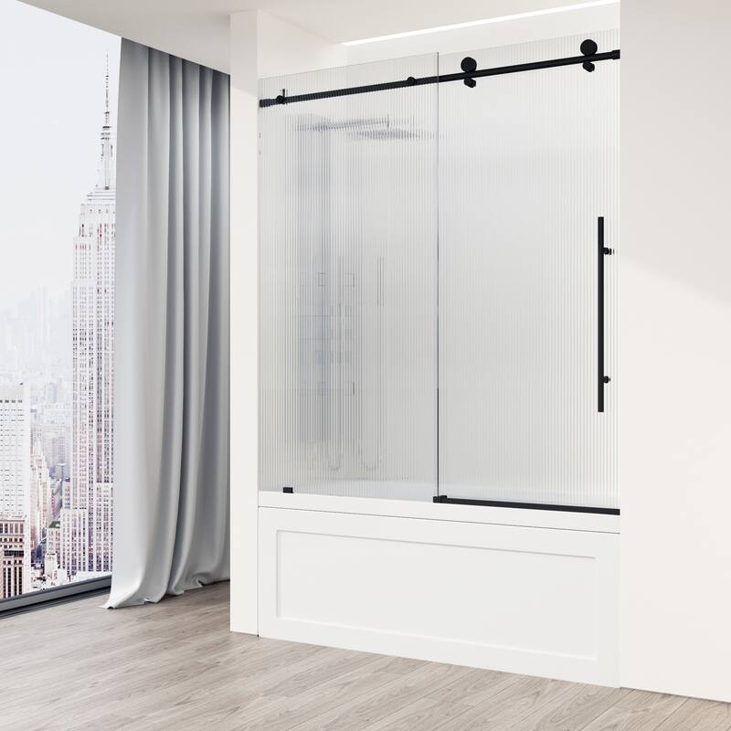 VIGO Elan E-Class 56" to 60" W x 66" H Frameless Sliding Tub Door in Matte Black