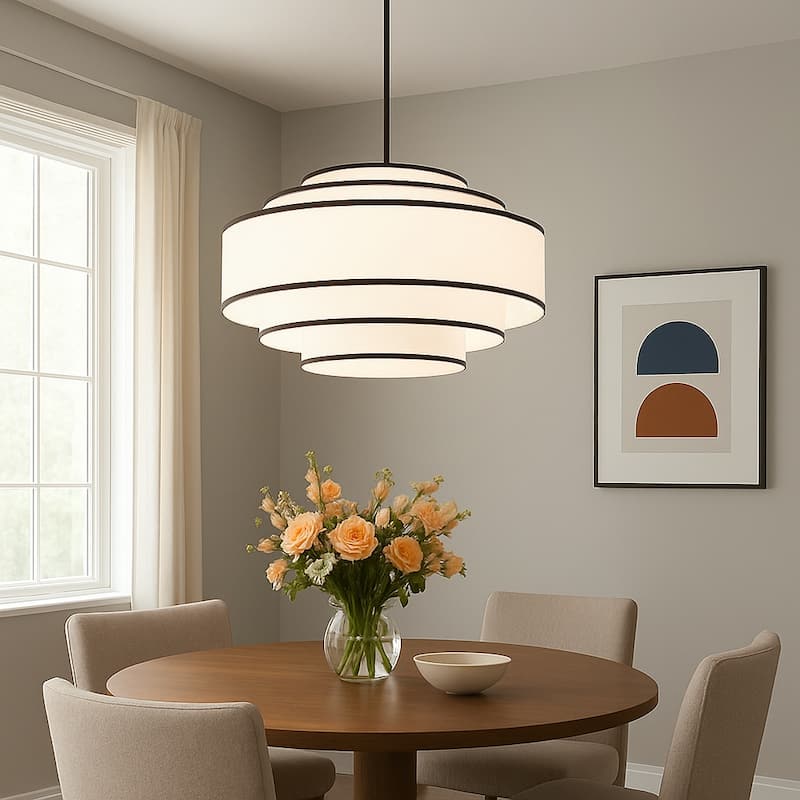 GetLedel 24" 5-Light Dimmable Tiered Drum Chandelier