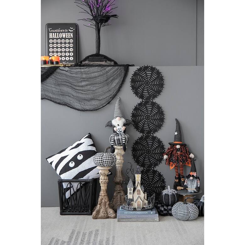 10x8.3x13.5" Cardboard Lighted Haunted House, Black Beige Tabletop holiday halloween decor, Battery Powered