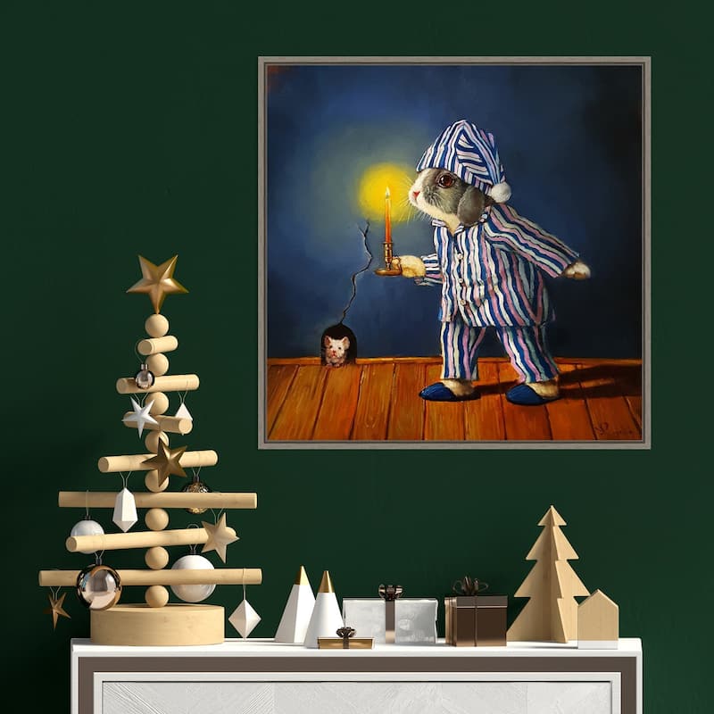 The Night Before Christmas Mouse by Lucia Heffernan Framed Canvas Wall Art