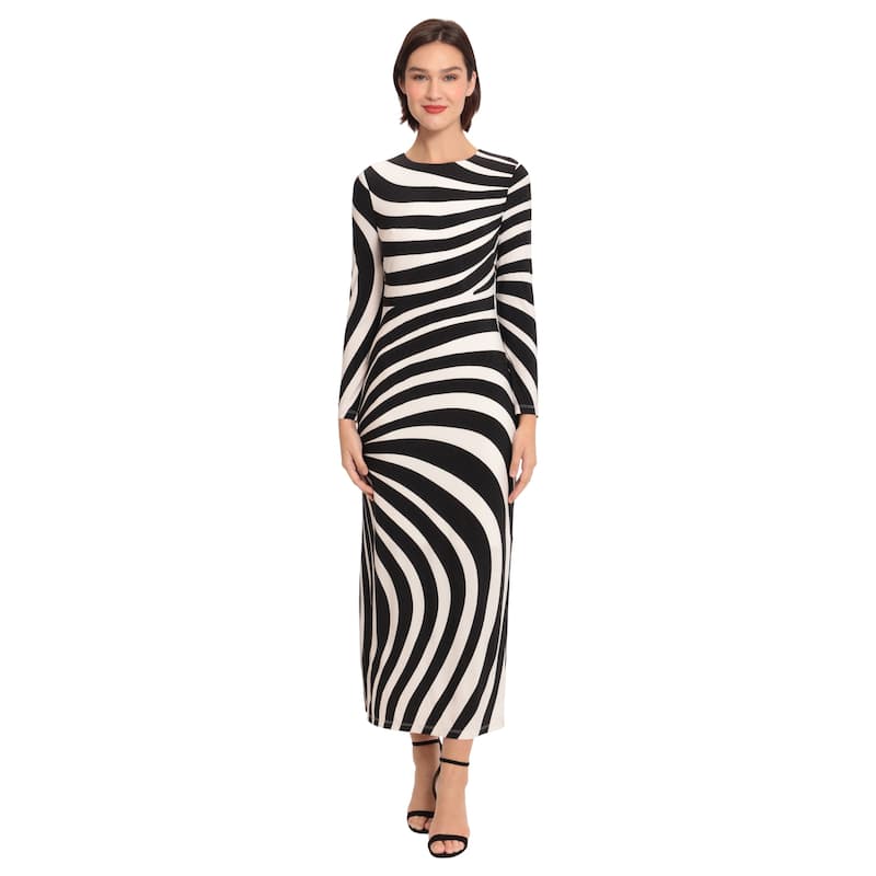 Donna Morgan Striped Long Sleeve Maxi Dress