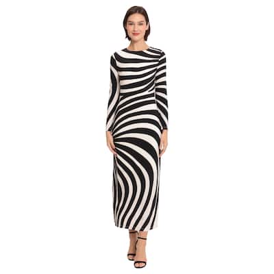 Donna Morgan Striped Long Sleeve Maxi Dress