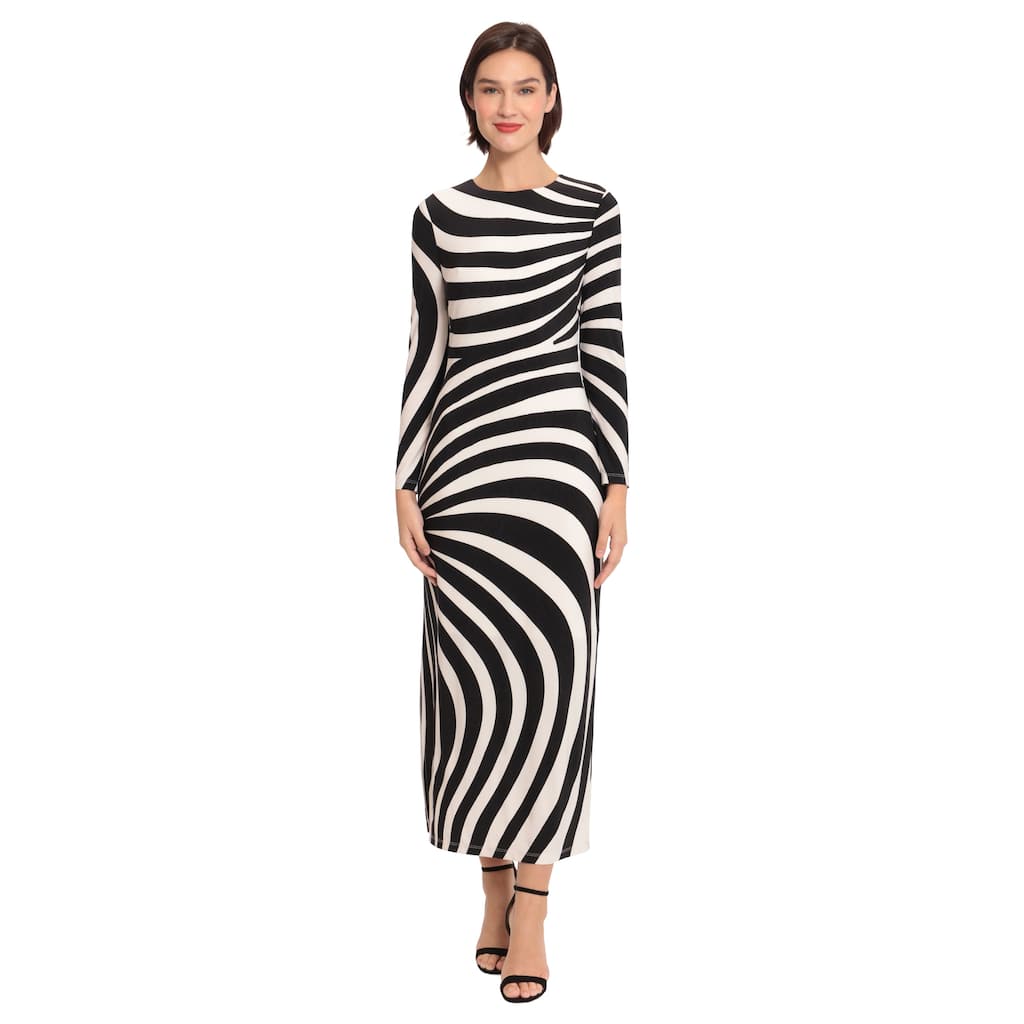 Donna Morgan Striped Long Sleeve Maxi Dress