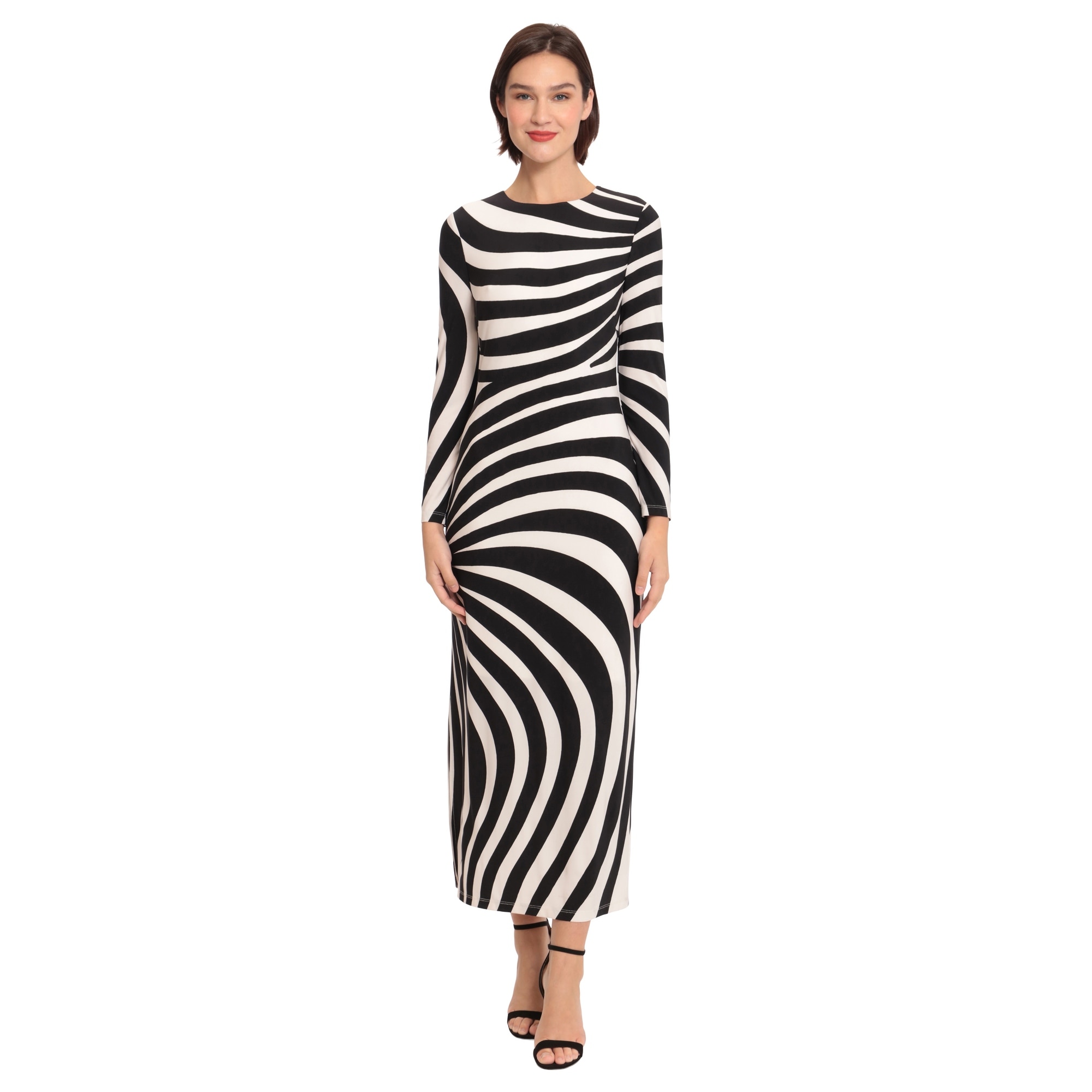 Donna Morgan Striped Long Sleeve Maxi Dress