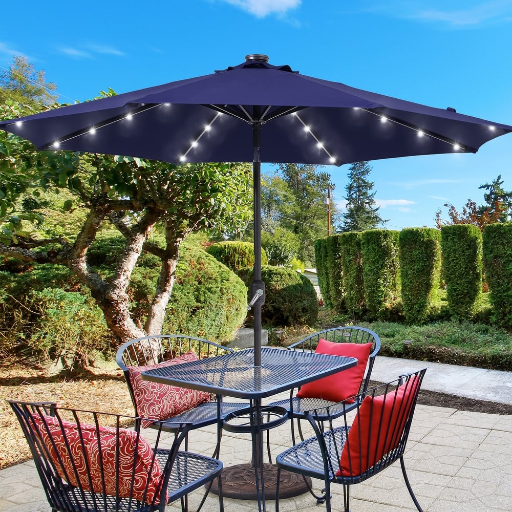 BONOSUKI LED Patio 9Ft Market Umbrella,Outside Deck Table Umbrella