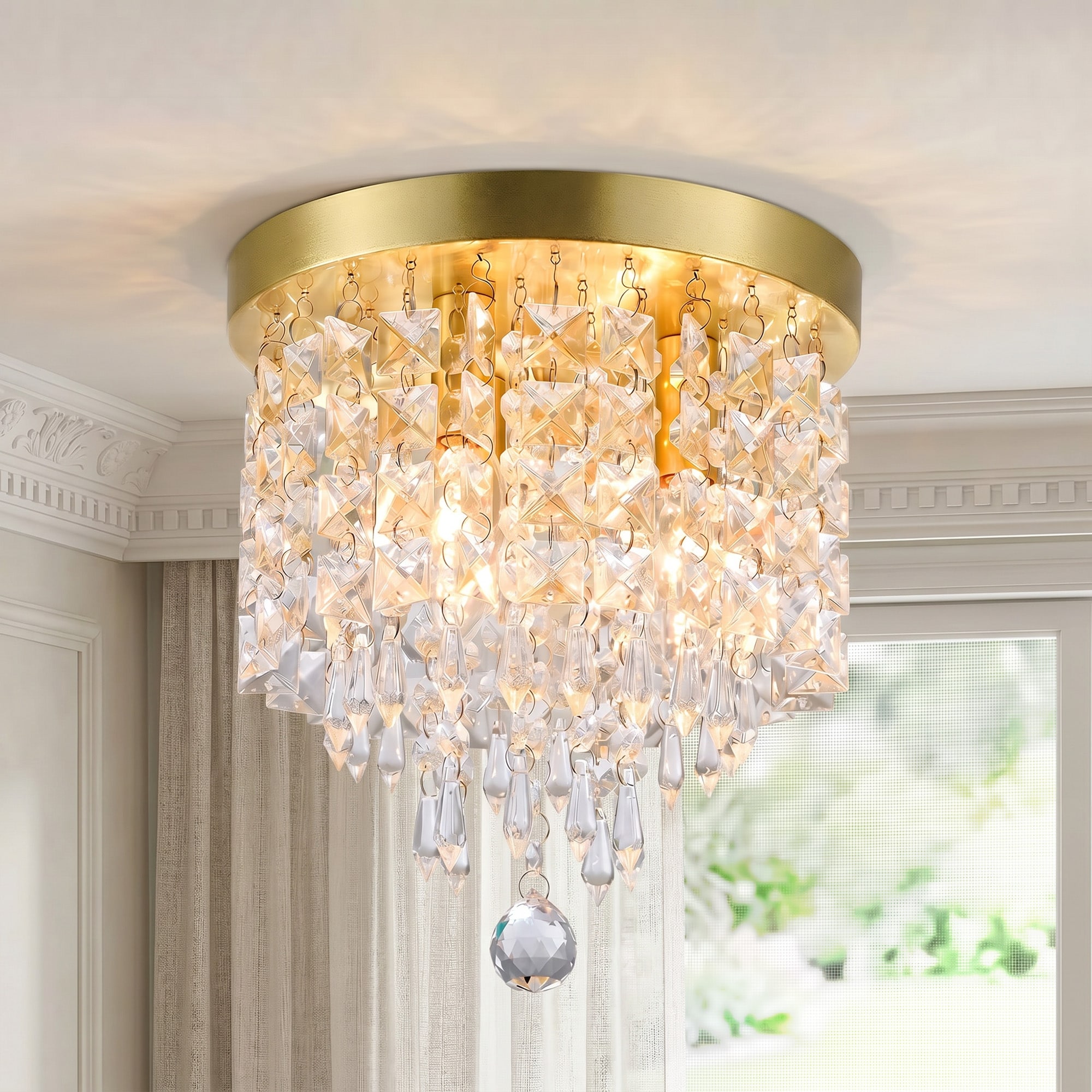 CO-Z 3-light Mini Crystal Chandelier with Raindrop Crystals