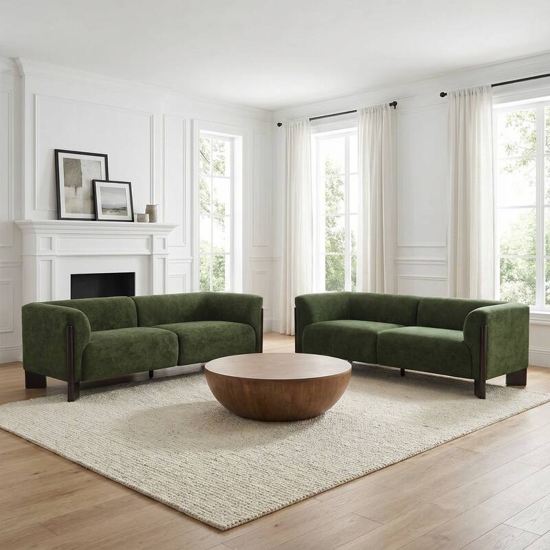 Upholstered Oversized Sofa Loveseat Set of 2