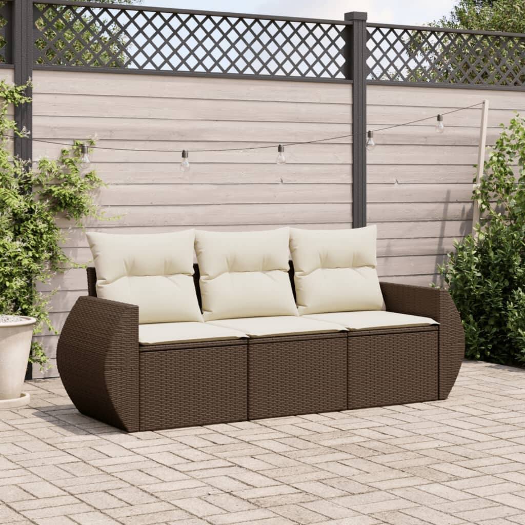 vidaXL Garden Sofa Set Brown, Cream white