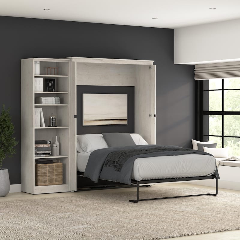 Key West Full Murphy Bed with Closet Organizer (88W) by Bestar - Linen White Oak