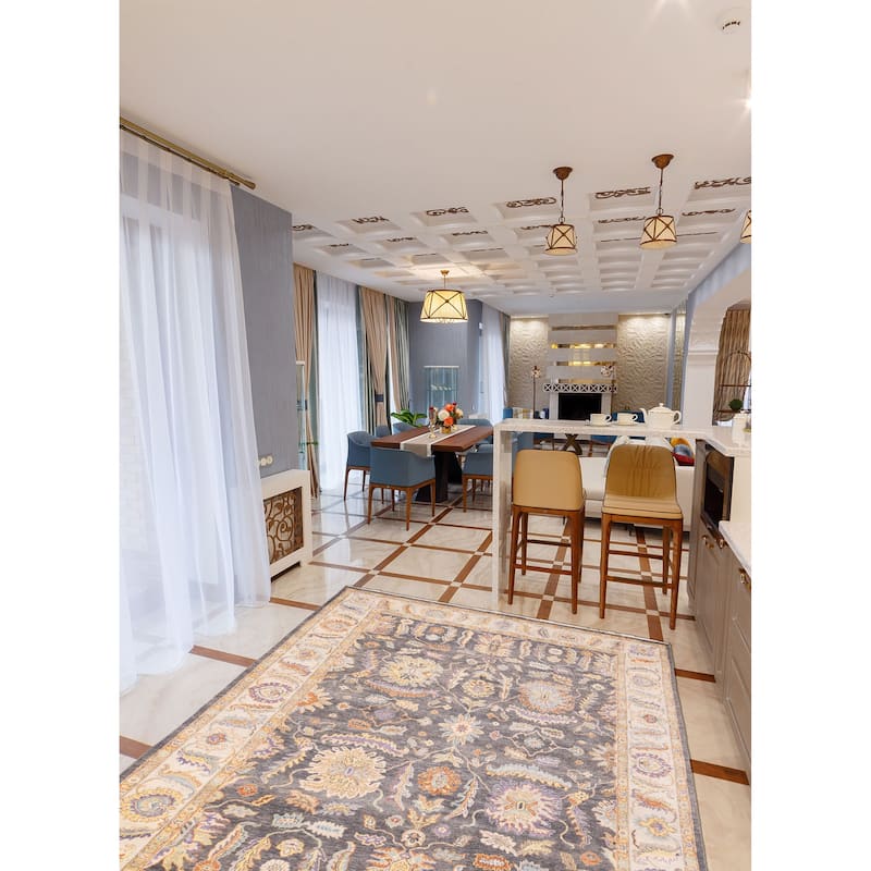 ECARPETGALLERY Hand-knotted Modern Oushak Charcoal Wool Rug - 8'1 x 11'5