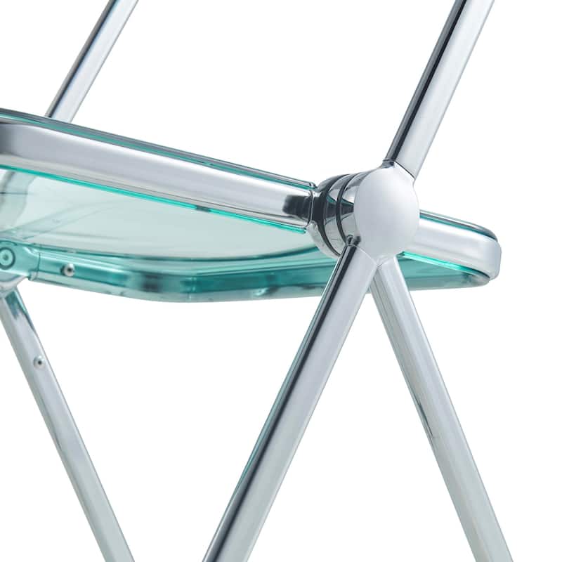 LeisureMod Lawrence Acrylic Folding Dining Chairs and Dining Table Set