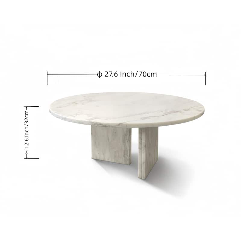 Roomfitters Round Marble Coffee Table, Natural Stone Living Room Table, Solid Marble Accent Table, Modern Design