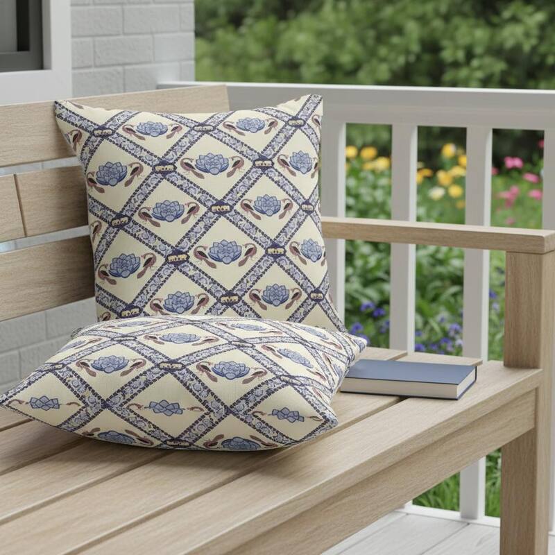 HomeRoots Set of Two 16" X 16" Blue and Brown Peacock Blown Seam Floral Indoor Outdoor Throw Pillow - 16.00' X '16.00' X '5.00 - Blue/Brown - 16.00' X '16.00' X '5.00