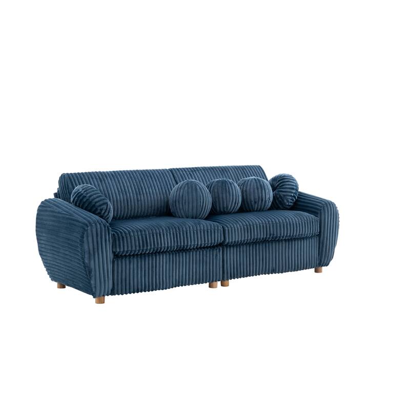 84.4" Corduroy 3-Seater Sofa with Wood Frame & Soft Cushions