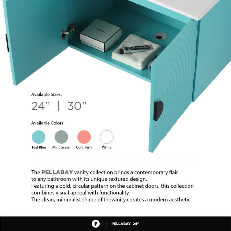 Pellabay Modern Bathroom Vanity with Fluted Circular Doors - Sink Included
