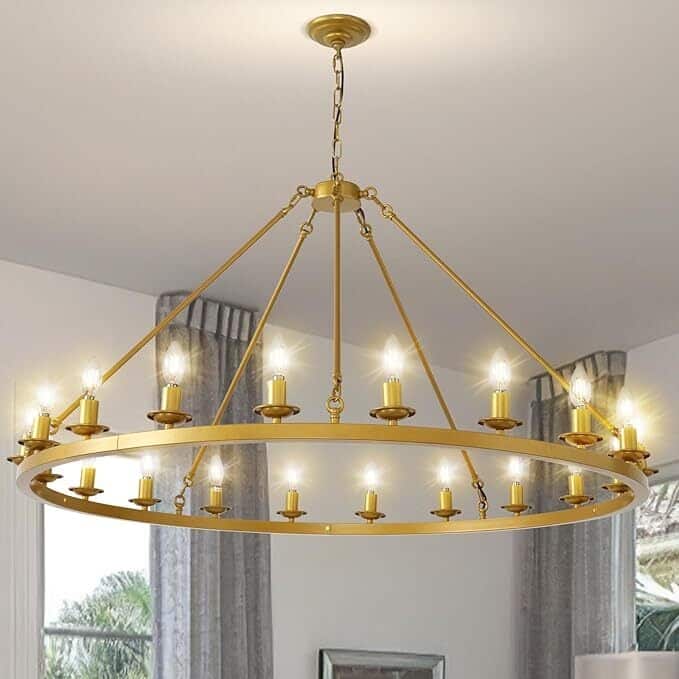 Luxury Wheel Chandelier, 16-54 Lights Single or Double Layer Round Pendant Light - 20Light