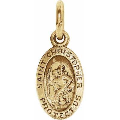 Curata 14k Yellow Gold St. Christopher Medal Pendant Necklace 8.75x5.75mm