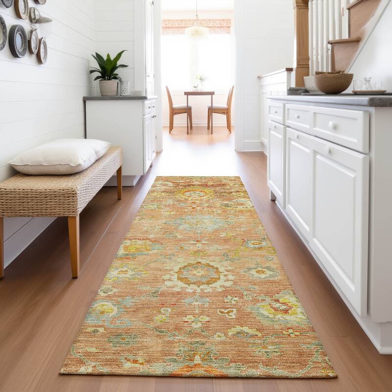 Premium Washable Super Soft Traditional Vintage Mayfield Rug - Coral - 2'3" x 7'6"
