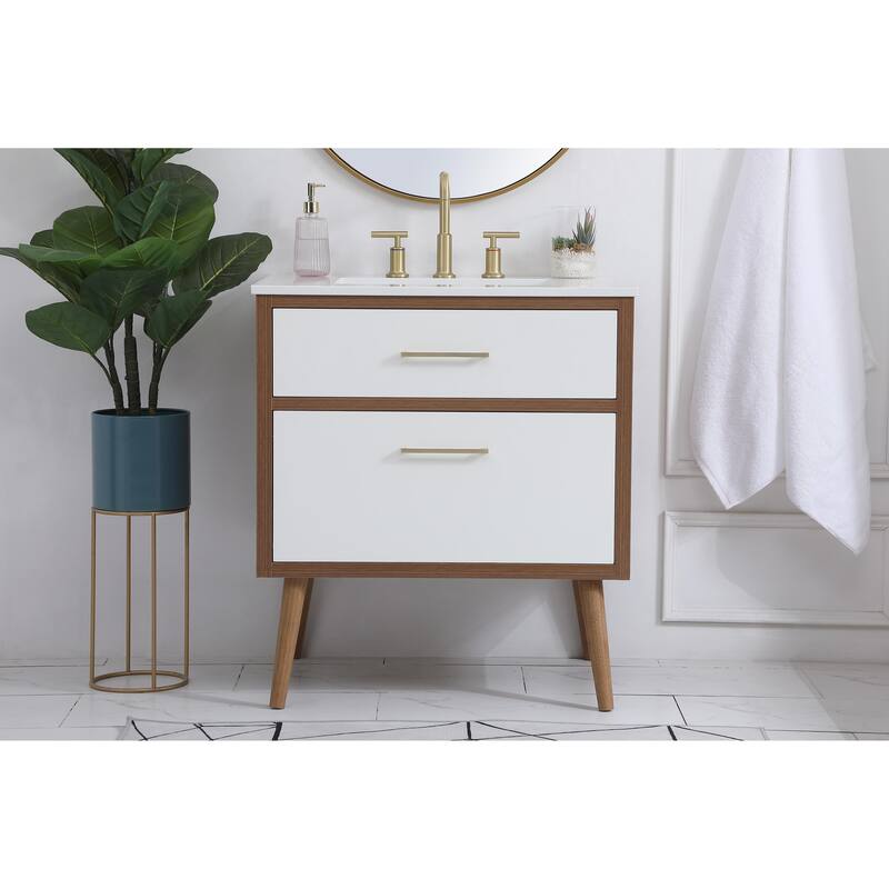 Nautical 18 - 30 Inch Single Bathroom Vanity - 30 Inches - White